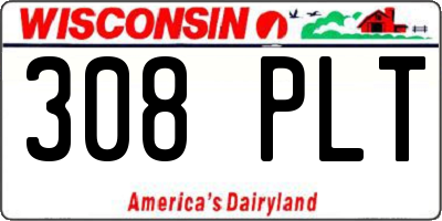 WI license plate 308PLT