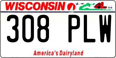 WI license plate 308PLW