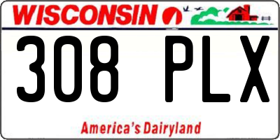 WI license plate 308PLX
