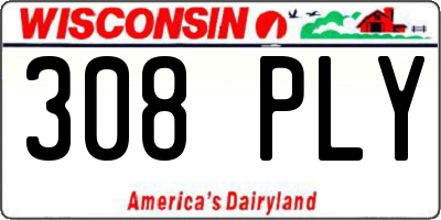WI license plate 308PLY