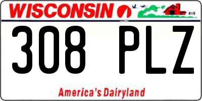 WI license plate 308PLZ