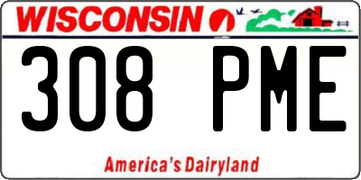 WI license plate 308PME