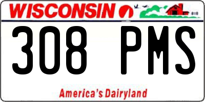 WI license plate 308PMS