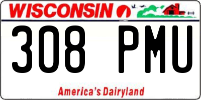 WI license plate 308PMU