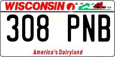 WI license plate 308PNB