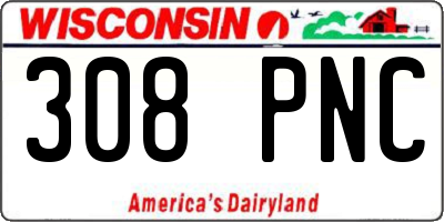 WI license plate 308PNC