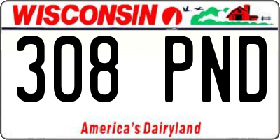 WI license plate 308PND