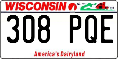 WI license plate 308PQE