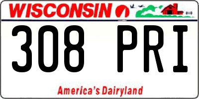 WI license plate 308PRI