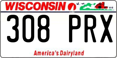 WI license plate 308PRX