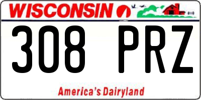 WI license plate 308PRZ