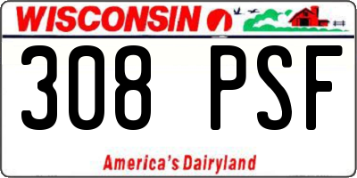 WI license plate 308PSF