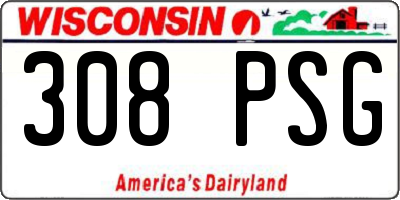 WI license plate 308PSG