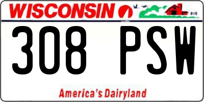 WI license plate 308PSW