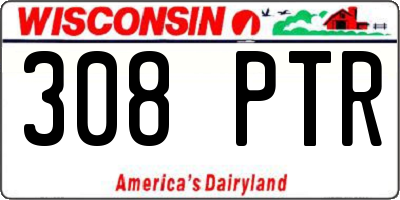 WI license plate 308PTR