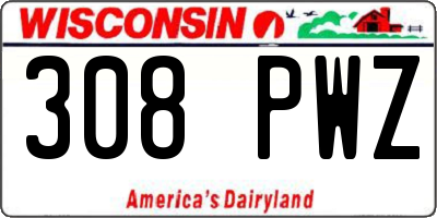 WI license plate 308PWZ