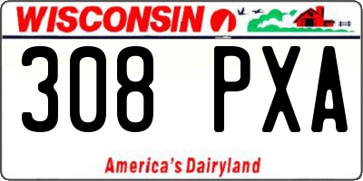 WI license plate 308PXA