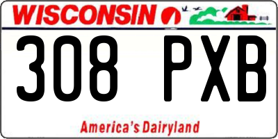 WI license plate 308PXB