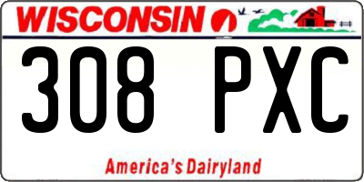 WI license plate 308PXC