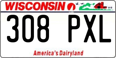 WI license plate 308PXL