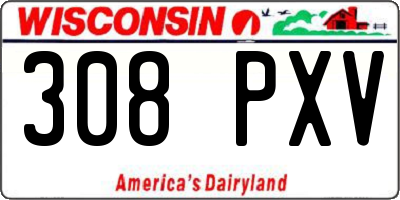 WI license plate 308PXV