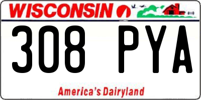 WI license plate 308PYA