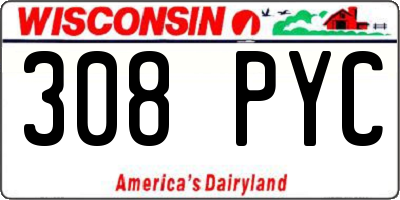 WI license plate 308PYC