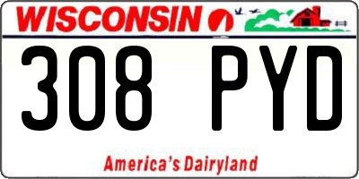 WI license plate 308PYD