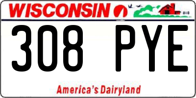 WI license plate 308PYE