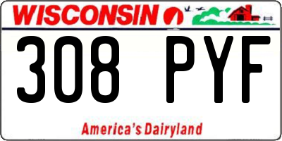 WI license plate 308PYF