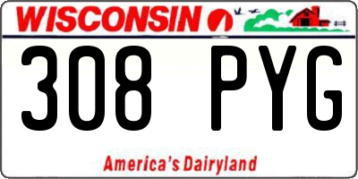 WI license plate 308PYG