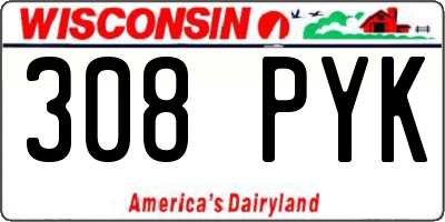 WI license plate 308PYK