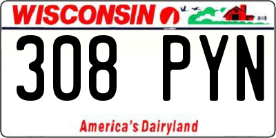 WI license plate 308PYN