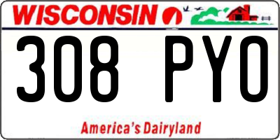 WI license plate 308PYO