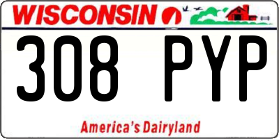 WI license plate 308PYP