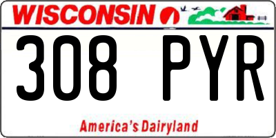 WI license plate 308PYR
