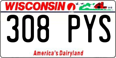 WI license plate 308PYS