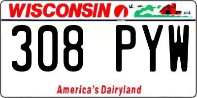 WI license plate 308PYW