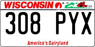 WI license plate 308PYX