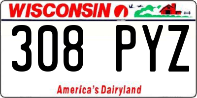 WI license plate 308PYZ