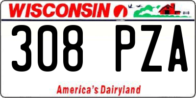 WI license plate 308PZA