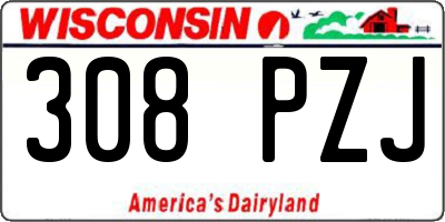 WI license plate 308PZJ