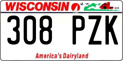 WI license plate 308PZK