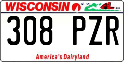 WI license plate 308PZR