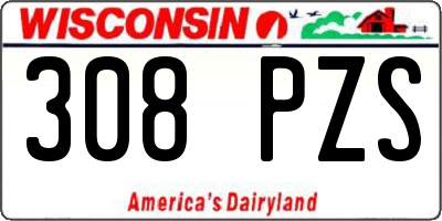 WI license plate 308PZS