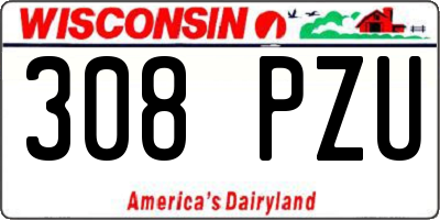 WI license plate 308PZU