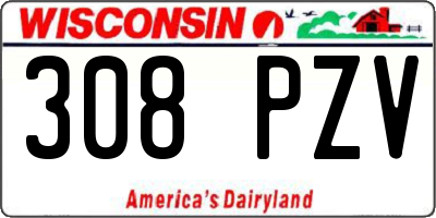 WI license plate 308PZV