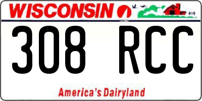 WI license plate 308RCC
