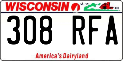 WI license plate 308RFA