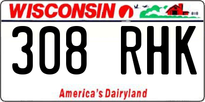 WI license plate 308RHK